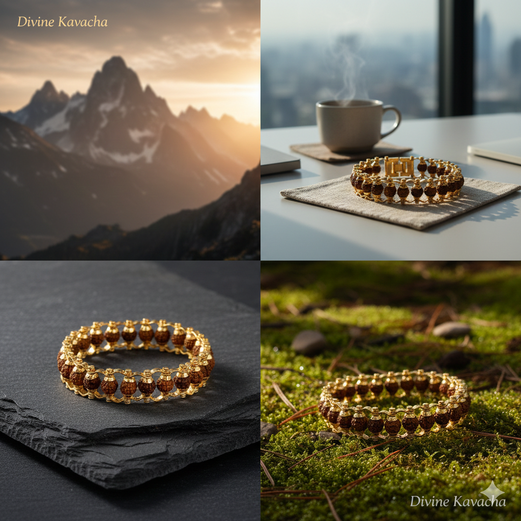 Divine Kavacha – Premium Gold Plated 5 Mukhi Rudraksha Bracelet