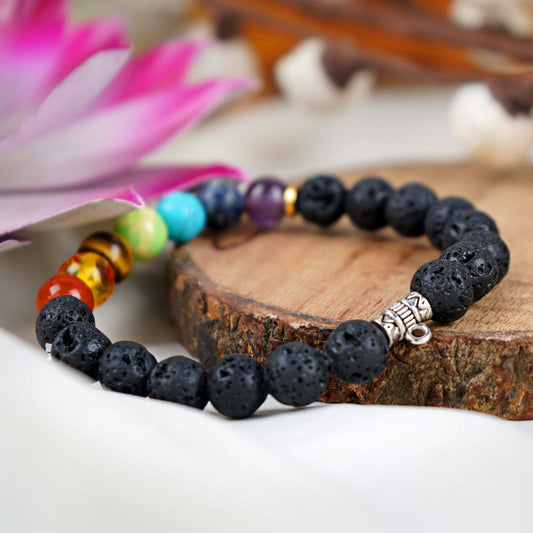 Lava Stone 7 Chakra Healing Bracelet