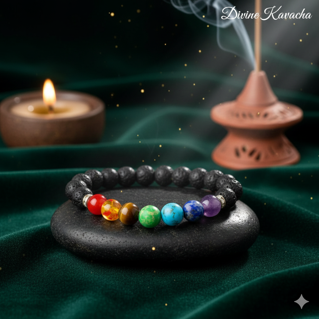 Lava Stone 7 Chakra Healing Bracelet