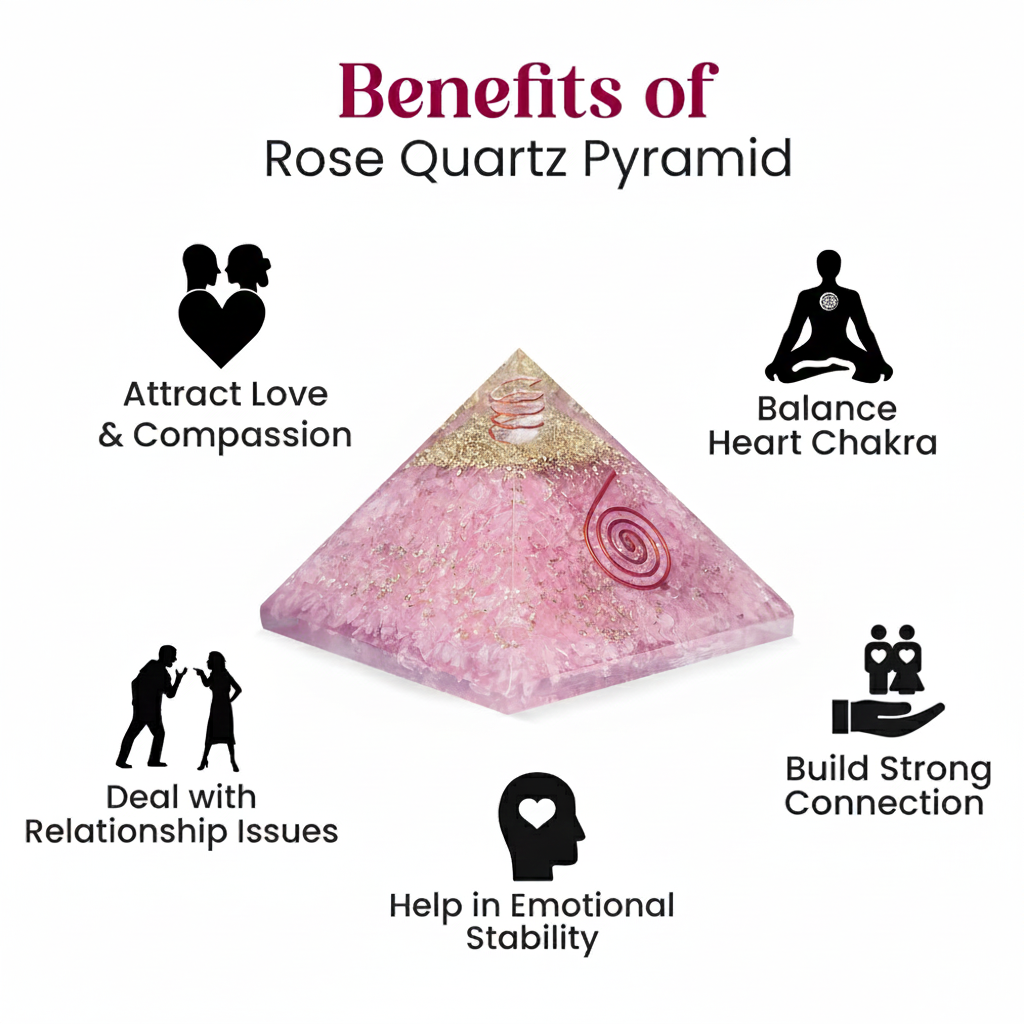 Rose quartz crystal pyramid | For attract Love💕