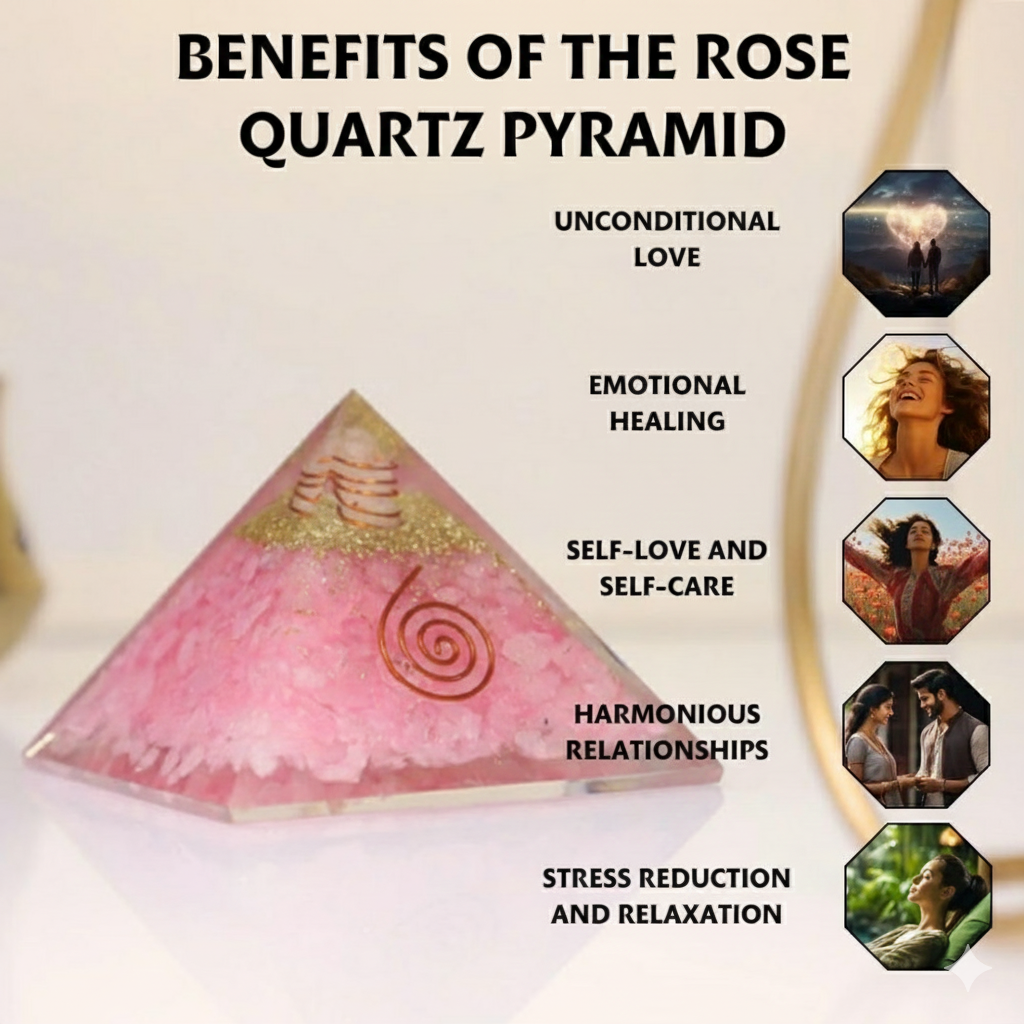 Rose quartz crystal pyramid | For attract Love💕