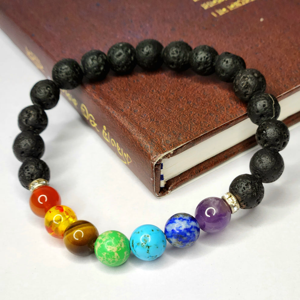 Lava Stone 7 Chakra Healing Bracelet