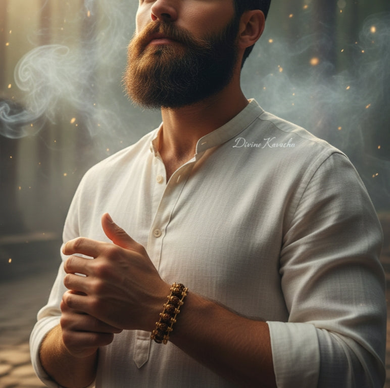 Divine Kavacha – Premium Gold Plated 5 Mukhi Rudraksha Bracelet