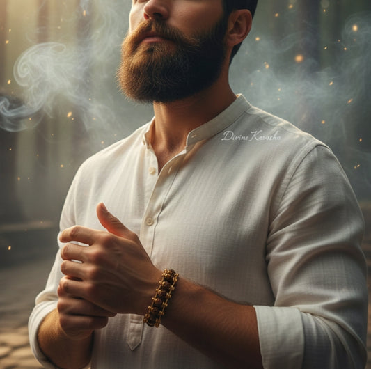 Divine Kavacha – Premium Gold Plated 5 Mukhi Rudraksha Bracelet