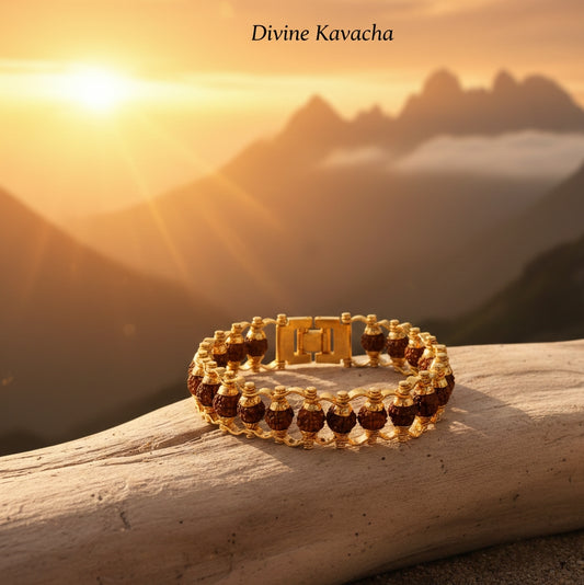 Divine Kavacha – Premium Gold Plated 5 Mukhi Rudraksha Bracelet