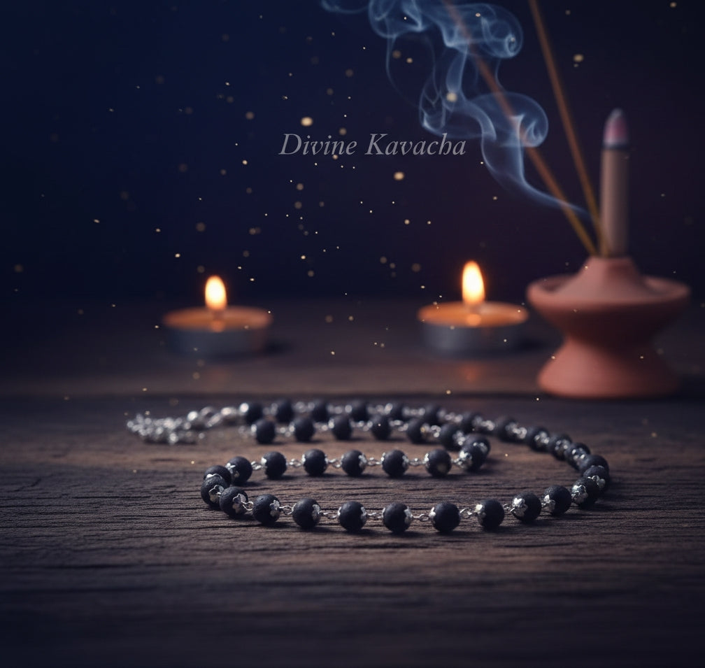 Karungali Malai Silver Cap Plated Chain with Certification