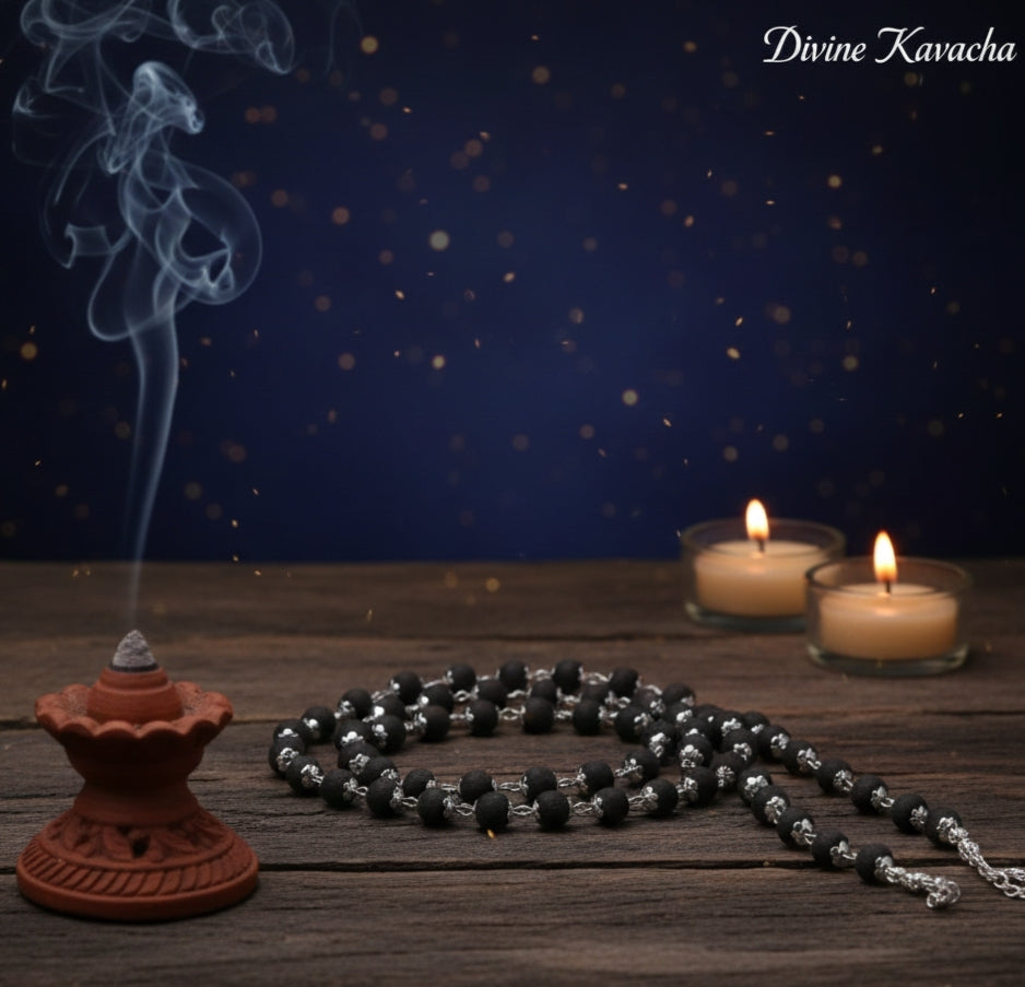 Karungali Malai Silver Cap Plated Chain with Certification