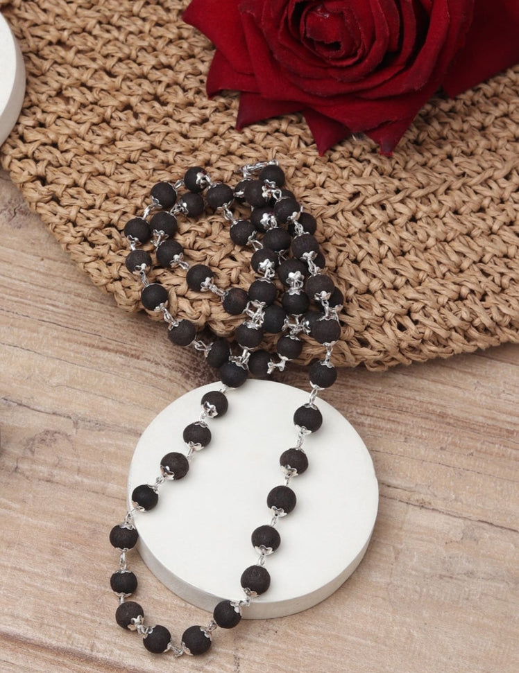 Karungali Malai Silver Cap Plated Chain with Certification