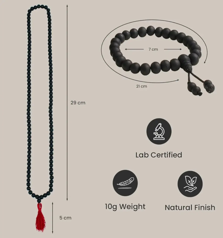 Original Karungali Malai (108 Beads) & Karungali Bracelet Combo – Lab Certified | Premium Ebony Wood |