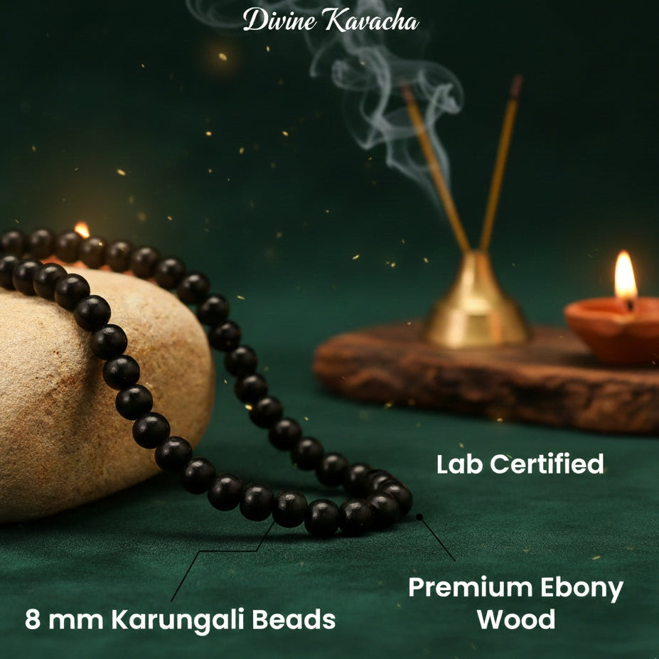 Original Karungali Malai (108 Beads) & Karungali Bracelet Combo – Lab Certified | Premium Ebony Wood |