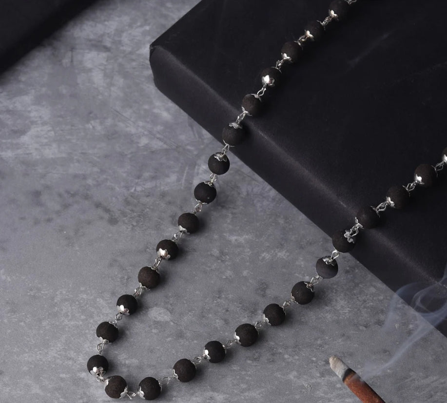 Karungali Malai Silver Cap Plated Chain with Certification