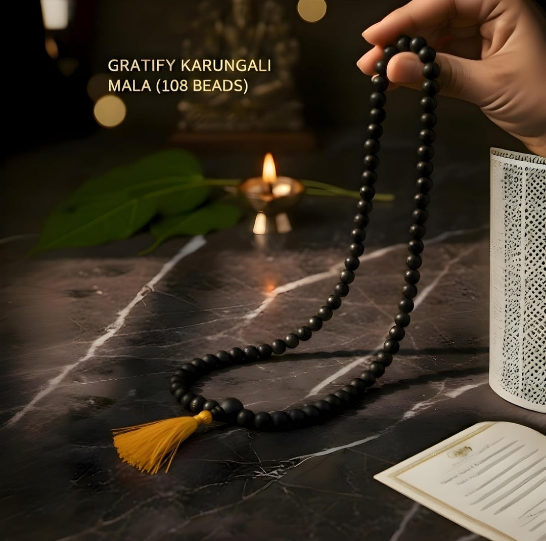 Original Karungali Malai (108 Beads) & Karungali Bracelet Combo – Lab Certified | Premium Ebony Wood |