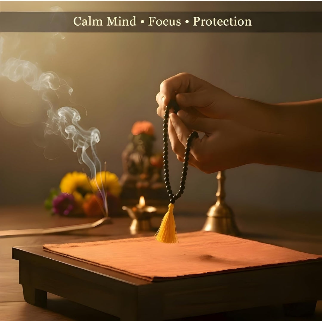 Original Karungali Malai (108 Beads) & Karungali Bracelet Combo – Lab Certified | Premium Ebony Wood |